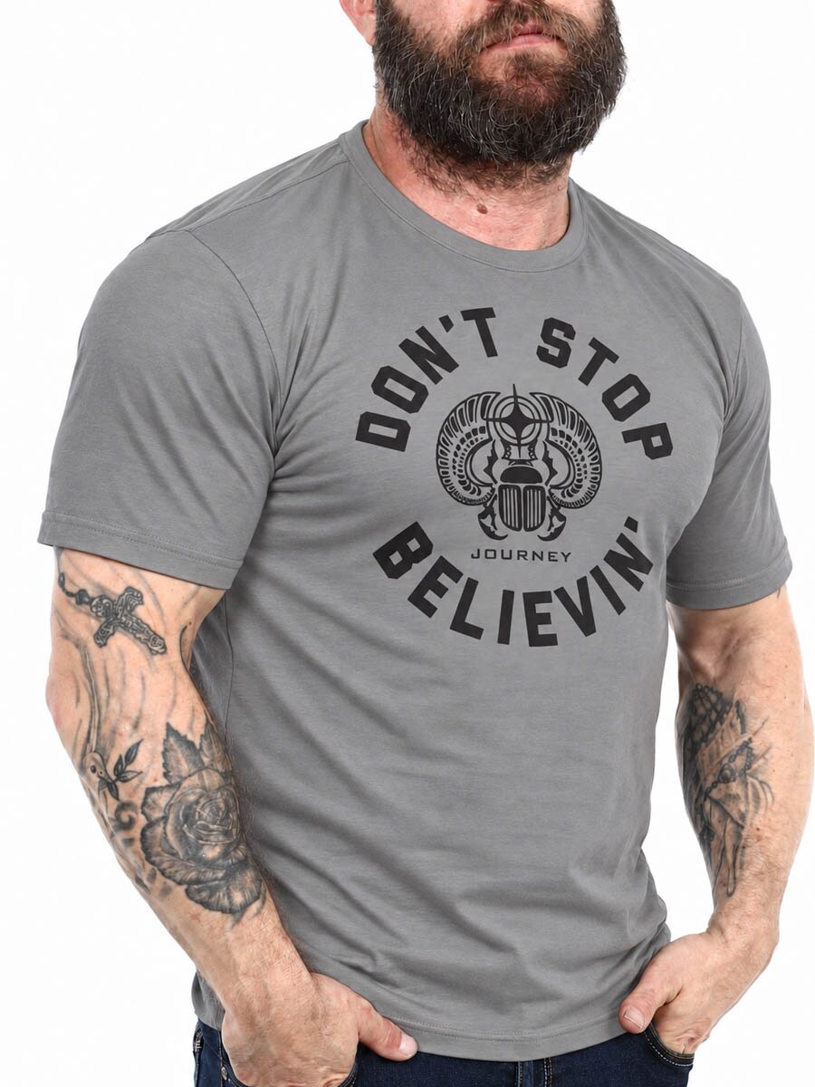 Don't Stop Believin' Circle T-shirt -grey lars2.jpg