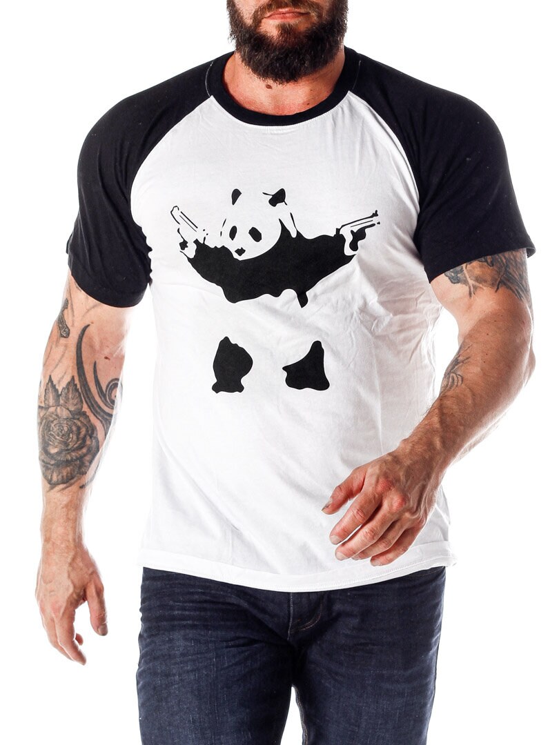 Banksy´s Graffiti Panda  T-skjorte - Hvit/Svart