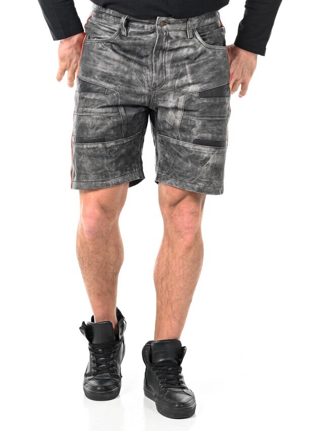 RD Steel Real Leather Shorts - Grå