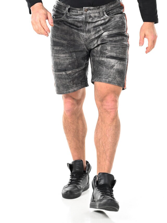 RD Steel Real Leather Shorts - Grå