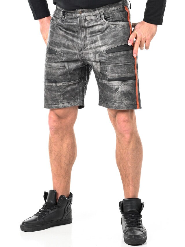 RD Steel Real Leather Shorts - Grå