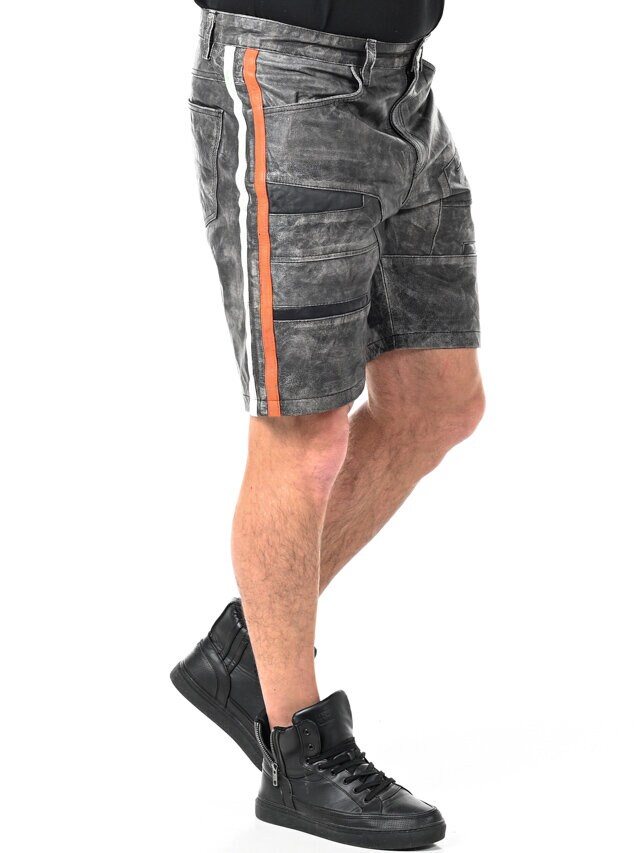RD Steel Real Leather Shorts - Grå