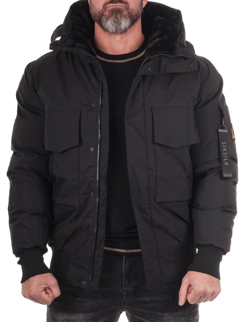 Hooded Bomber SikSilk Vinterjacket Black_2.jpg