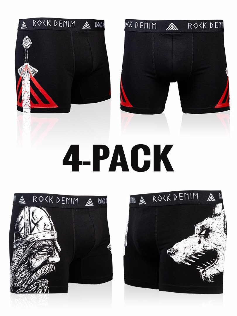 4-pack RockDenim Viking Sword Boxere - Svart