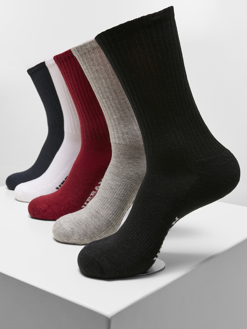 5-pack Logo Sport Sokker - Svart/Hvit/Grå/Vinrød/Navy 