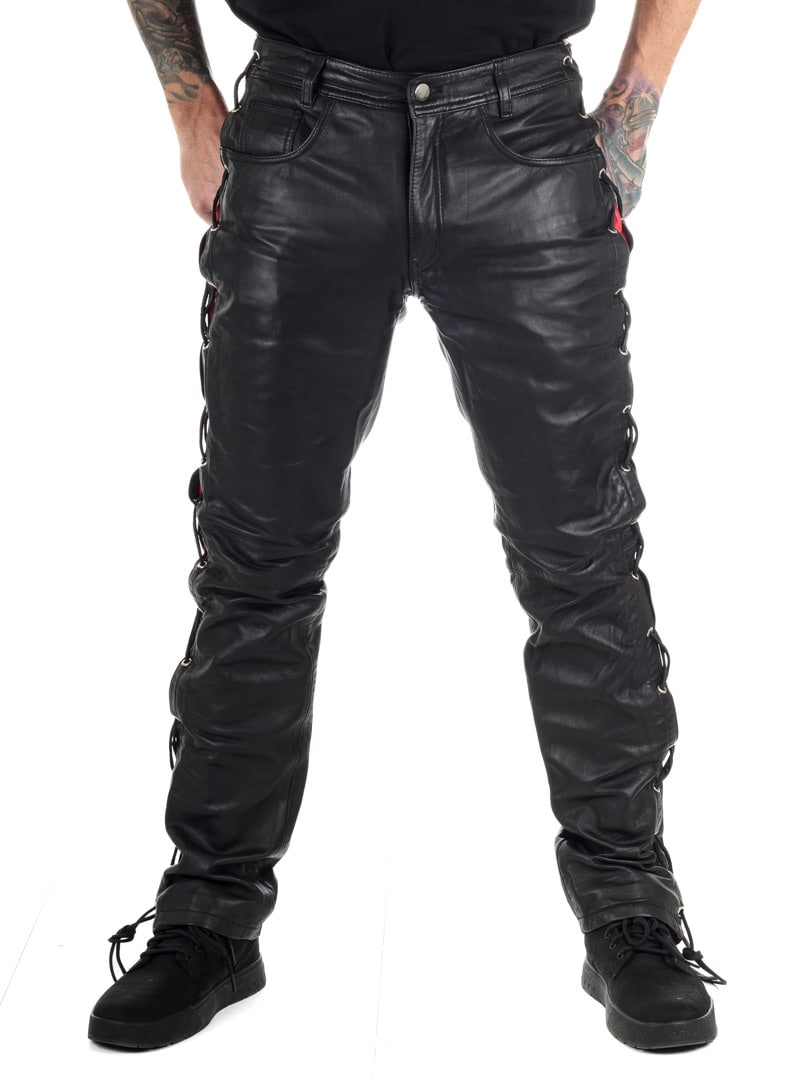 Rock Denim Premium Nitro Leather Pants Black Red_1.jpg