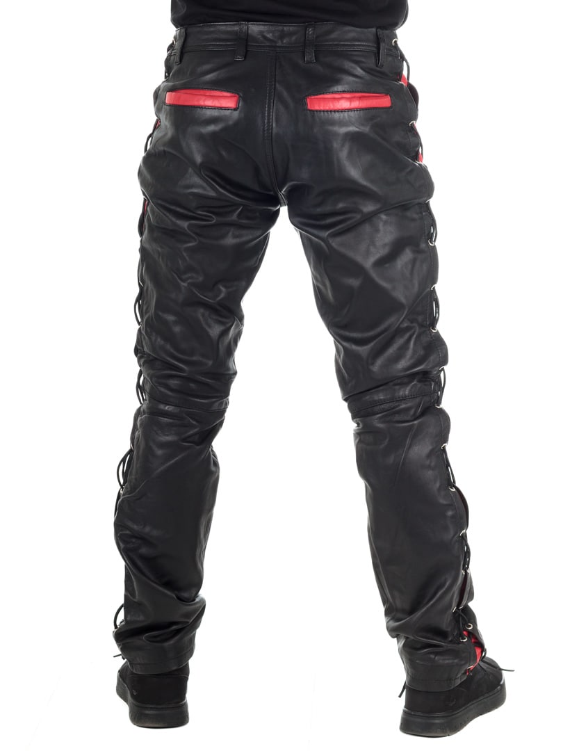 Rock Denim Premium Nitro Leather Pants Black Red_2.jpg