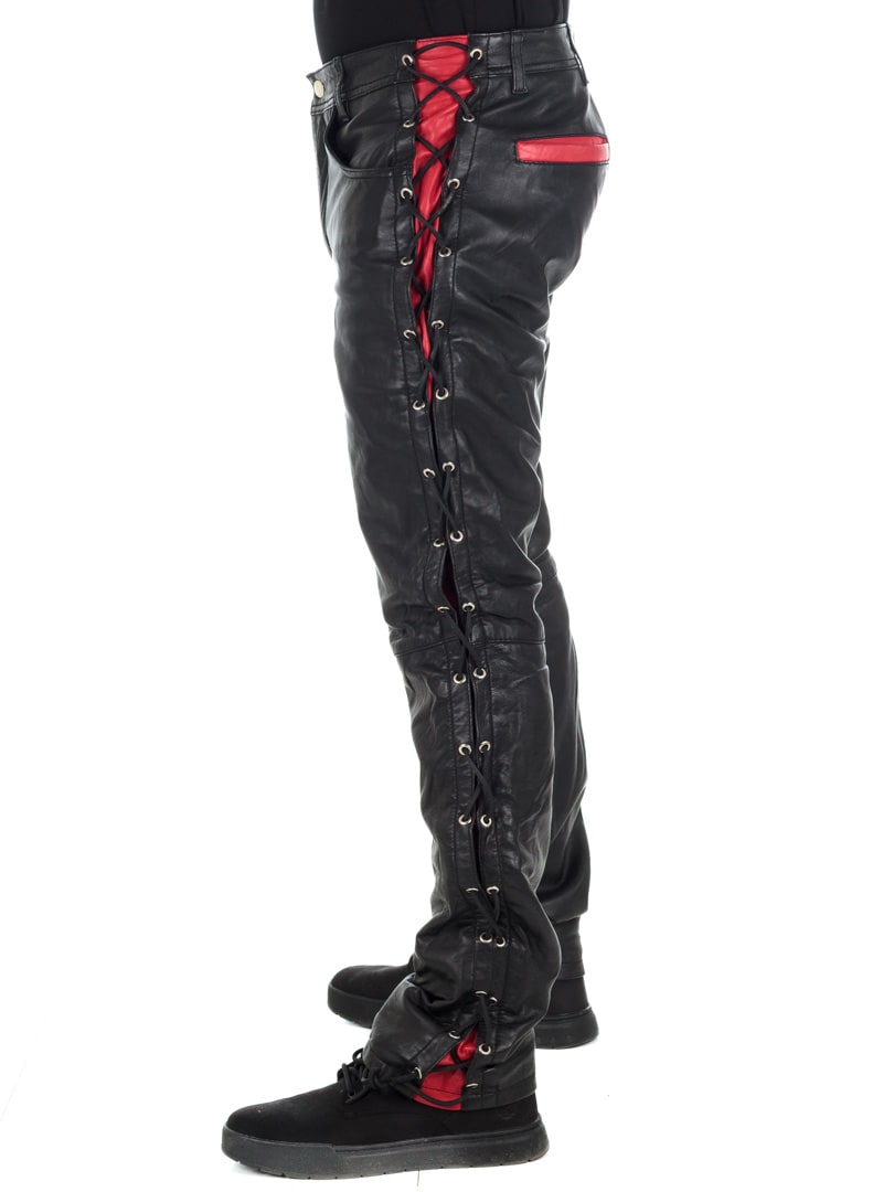 Rock Denim Premium Nitro Leather Pants Black Red_9.jpg