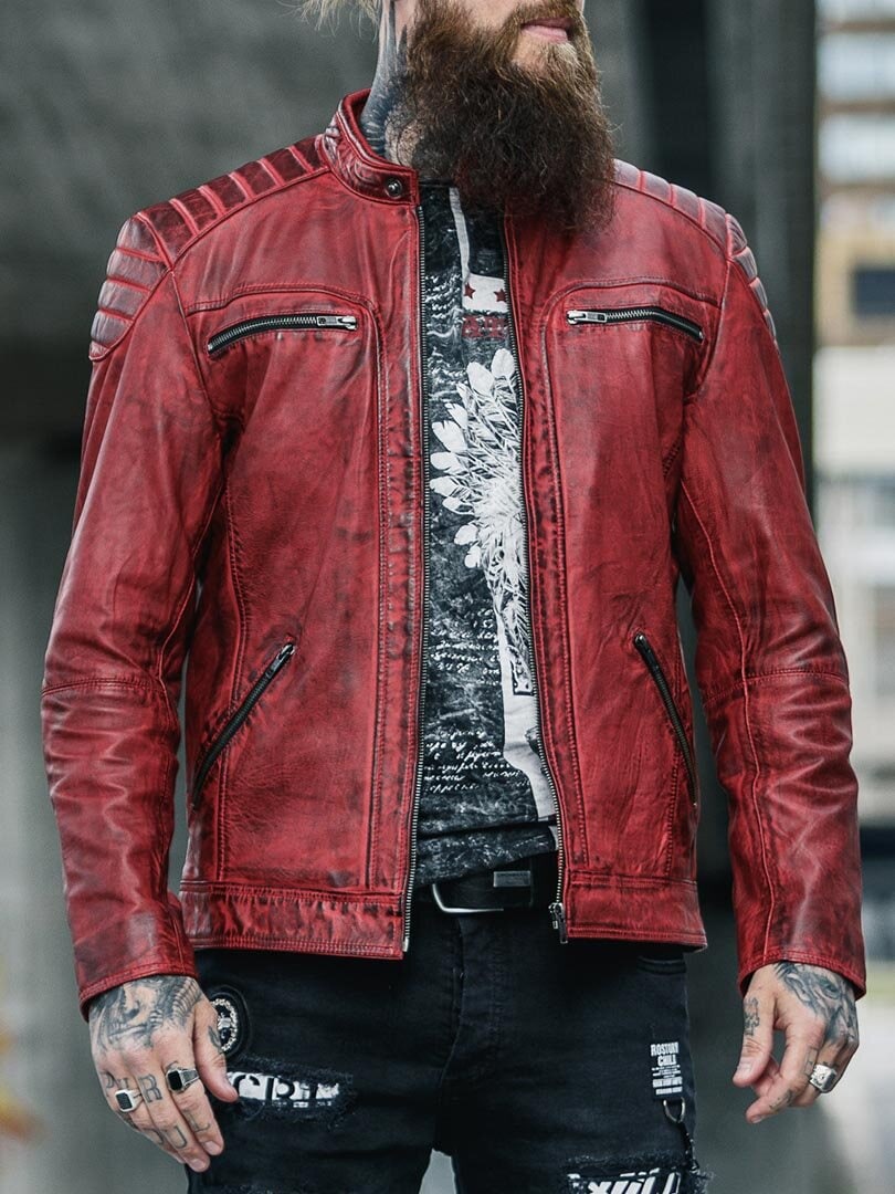 RD Byton 2.0 Skinnjakke - Dirty Red