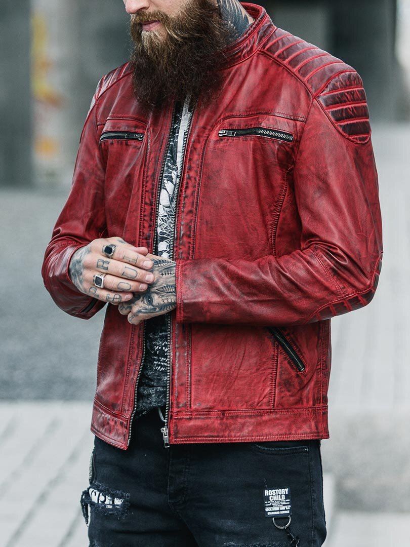 RD Byton 2.0 Skinnjakke - Dirty Red