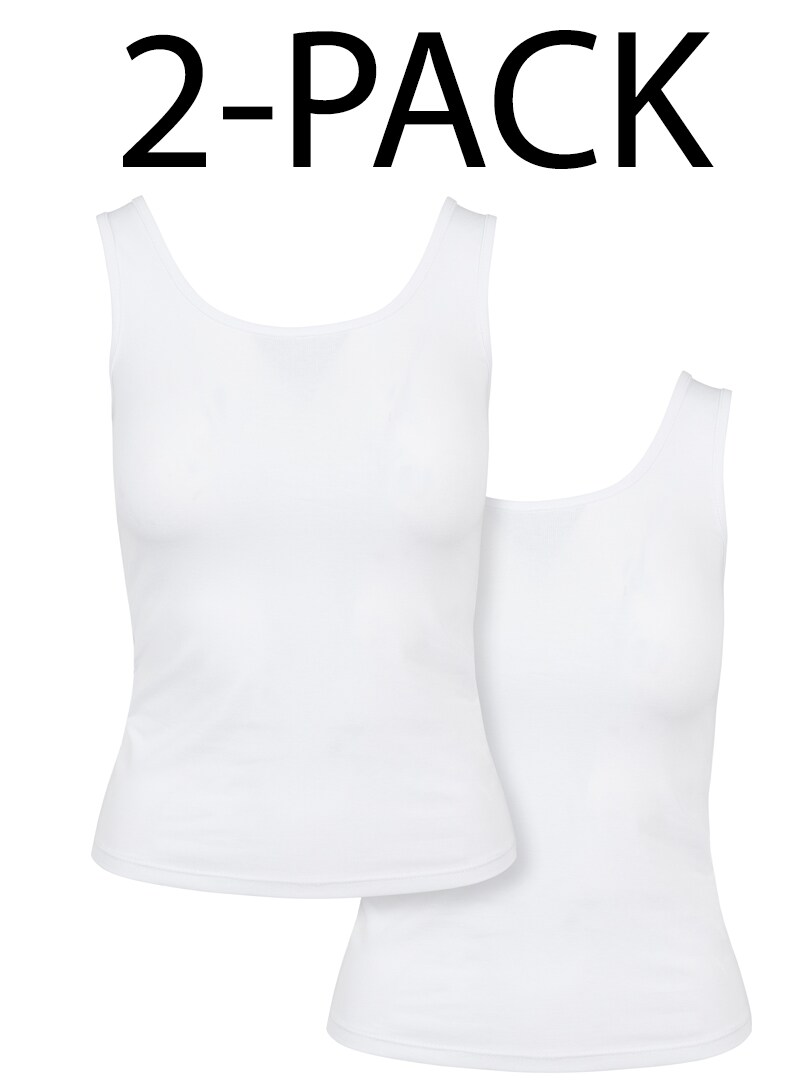 2-Pack Ladies Basic Stretch Top - Hvit
