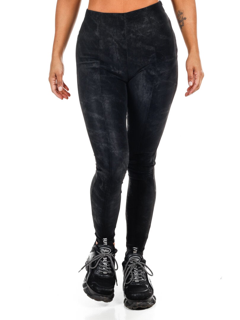 Kingsley Washed Faux Leather Pants - Black
