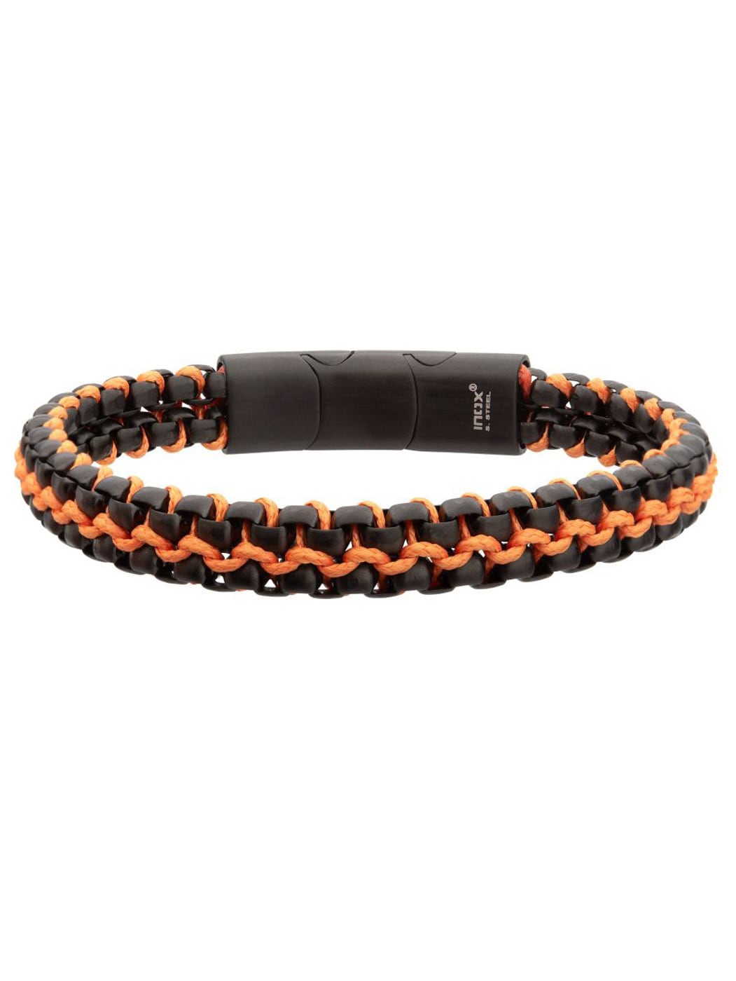 Wax Cord Inox Armband Orange_1.jpg
