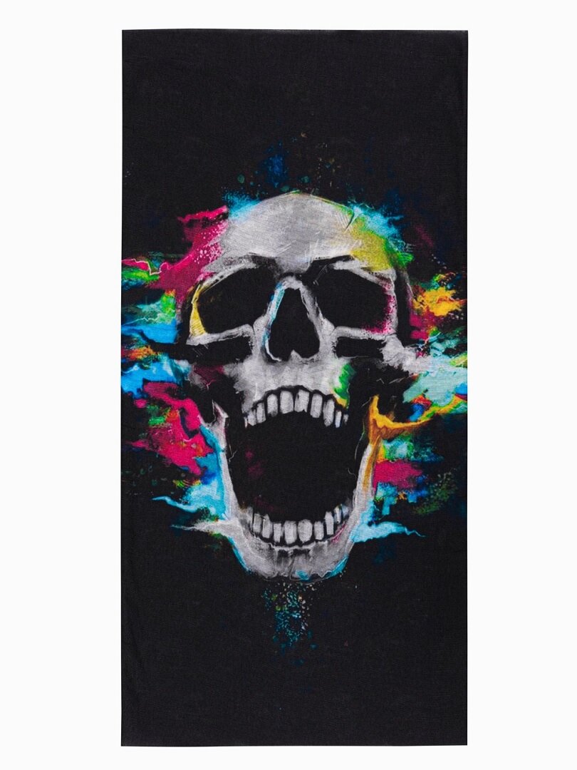 Colored Skull Multifunctional Neck Warmer - Black