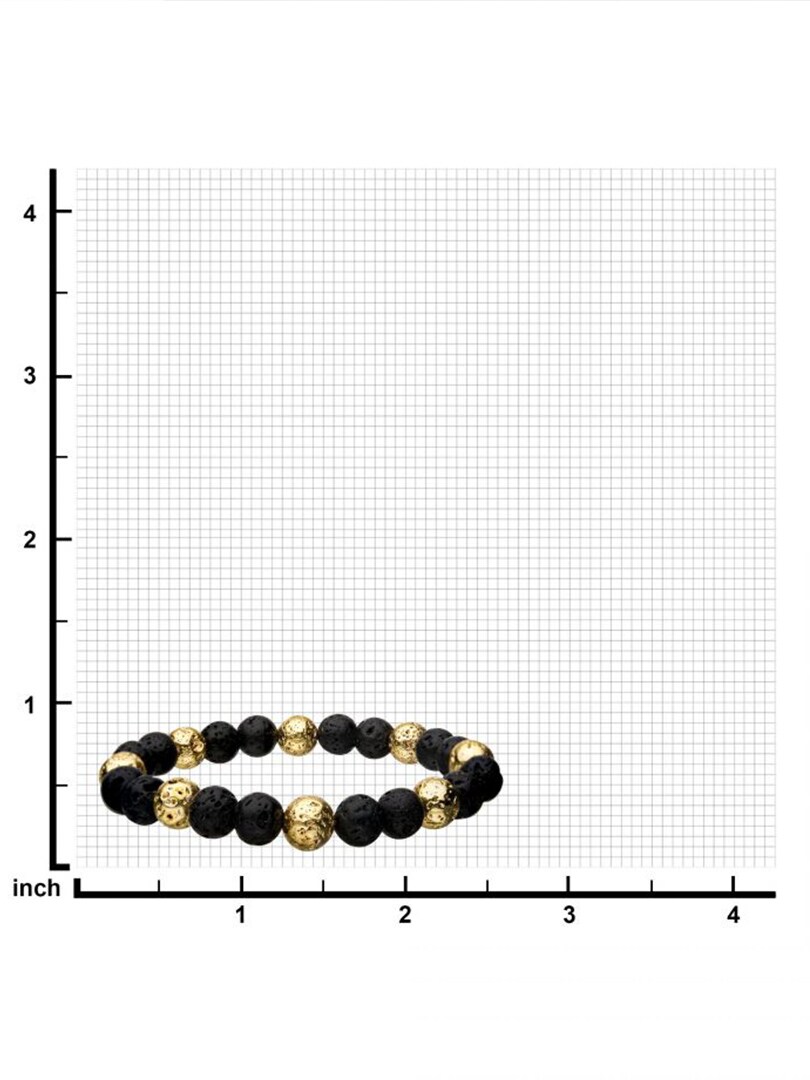 Lava Beads Inox Armbånd - Svart/Guld