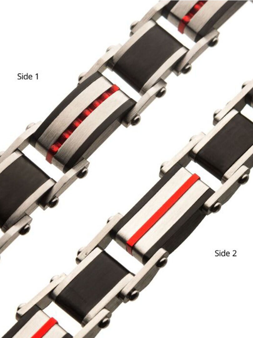 Plated Dante Inox Armbånd - Svart/Rød