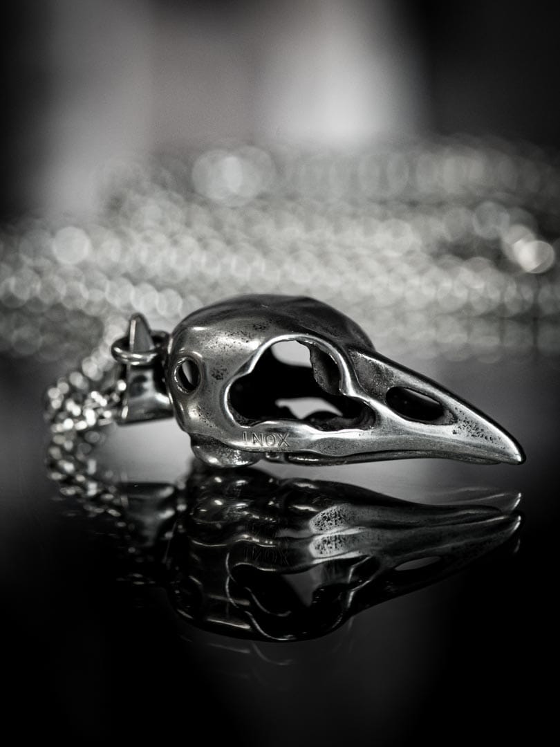 Crow Skull Inox Halskjede - Silver