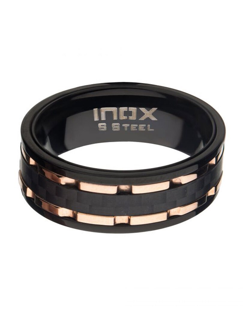 Rose Ridged Inox Ring - Svart/Rose