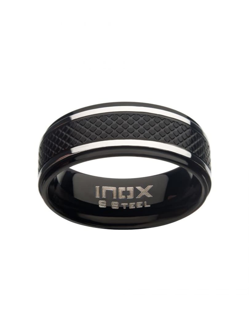 Quilt Pattern Inox Ring - Svart
