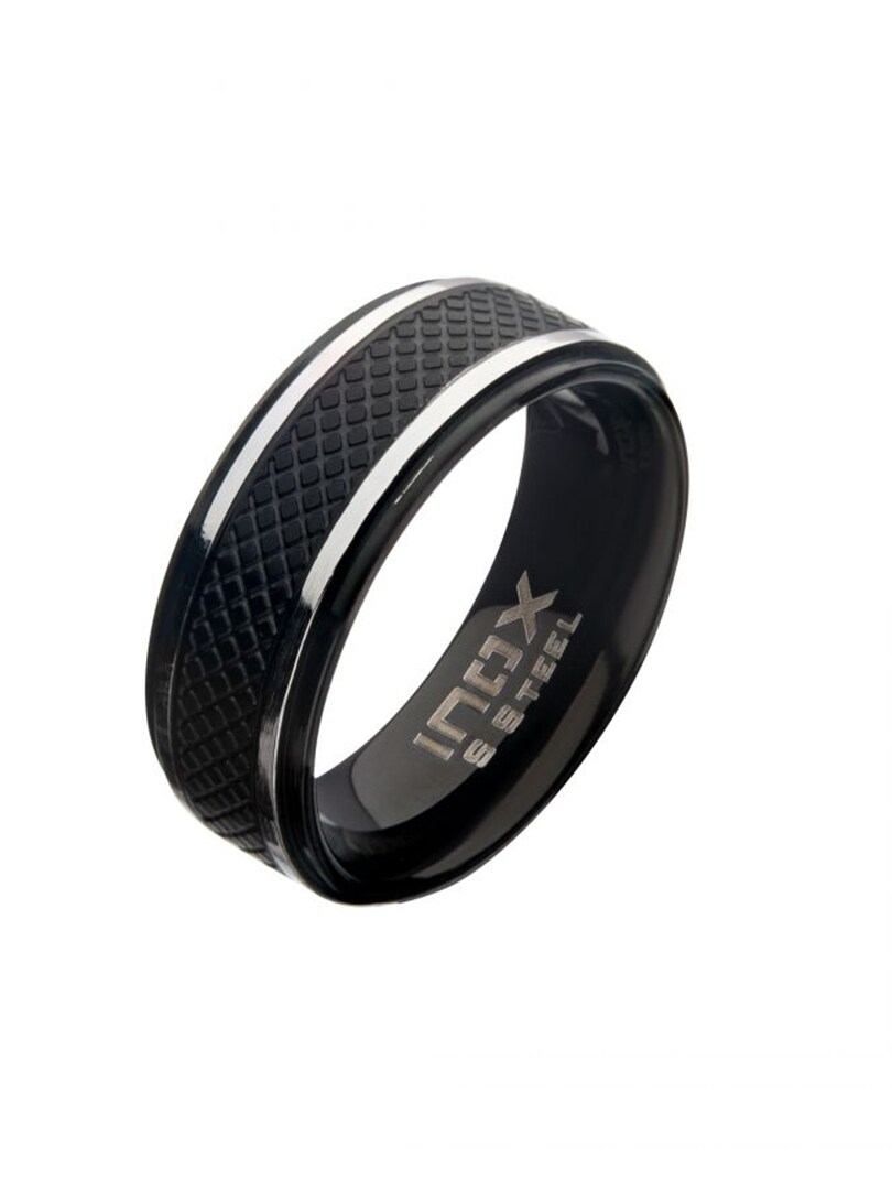 Quilt Pattern Inox Ring - Svart