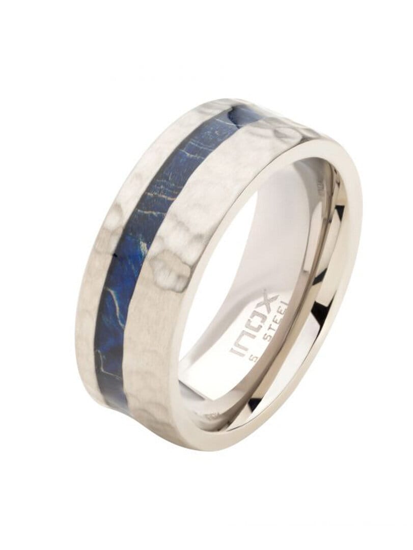 Blue Wood Inox Ring - Sølv/Blå