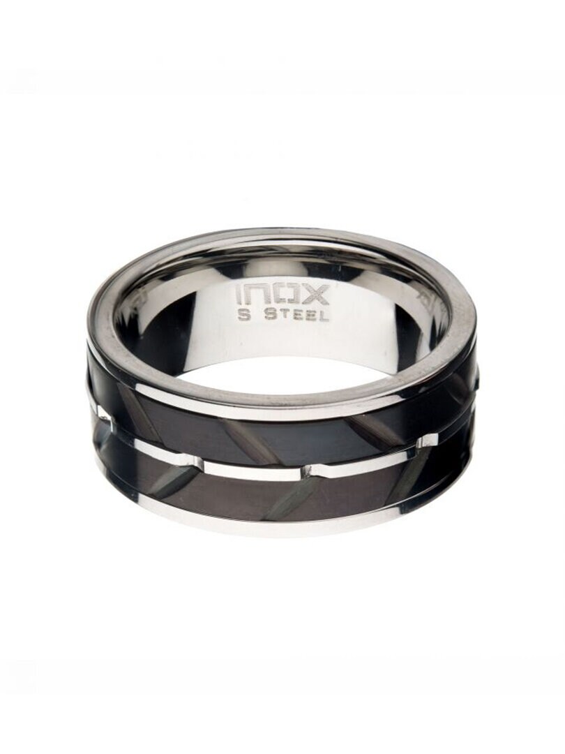 Raised Wave Inox Ring - Svart/Silver
