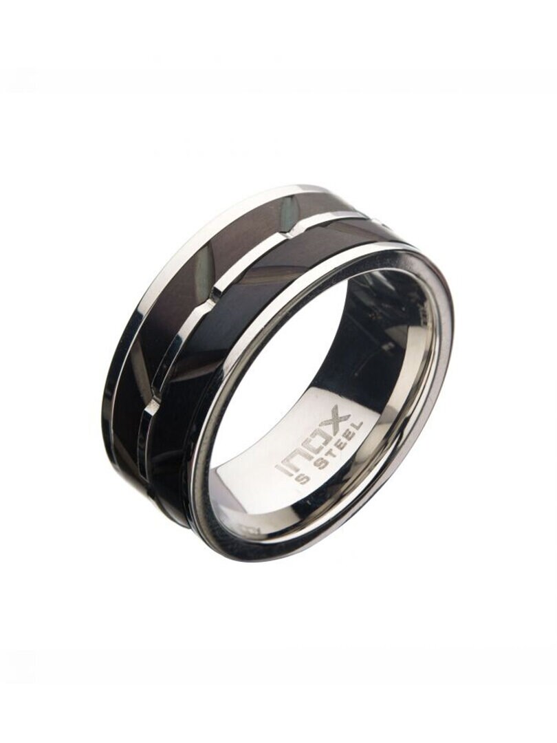 Raised Wave Inox Ring - Svart/Silver