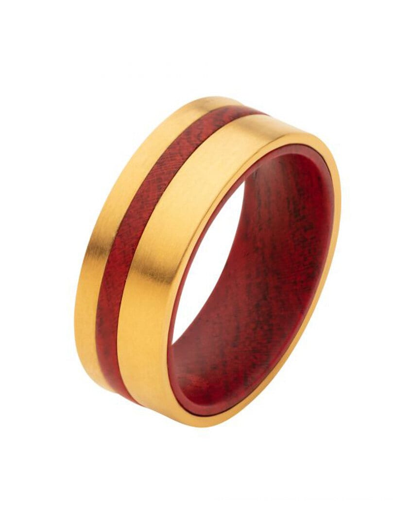 Redwood Inox Ring - Gull/Rød