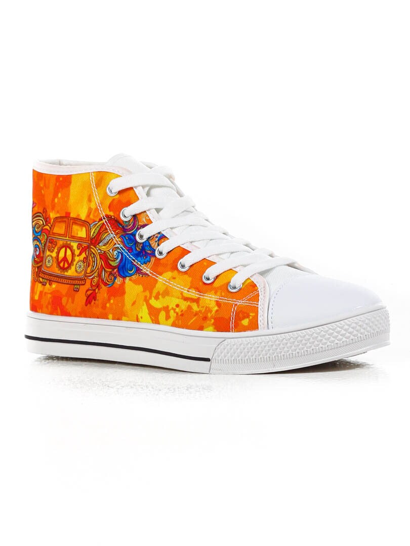 High Top Hippie Van Sneakers - Orange/Hvit