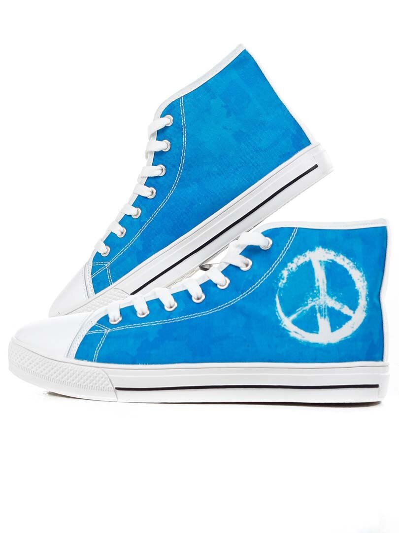 High Top Blue Peace Sneakers - Blå/Hvit