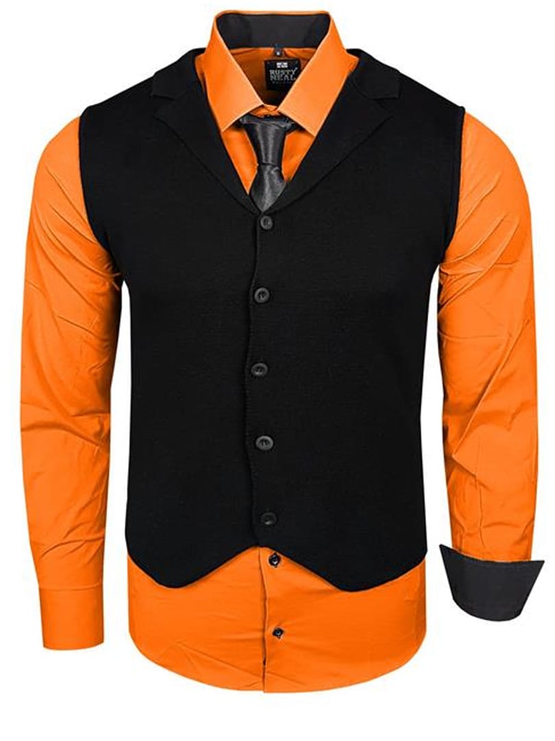 skjortesett vest slips skjorte orange.jpg