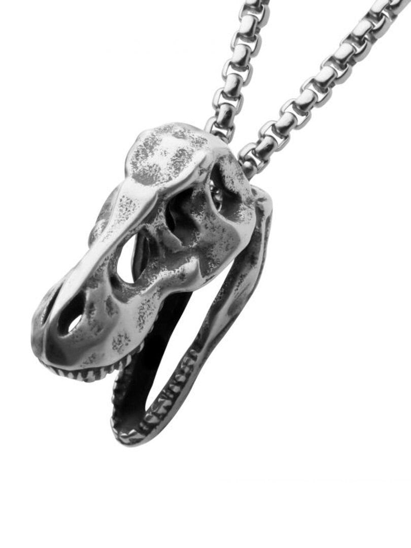 T-Rex Skull Inox Halskjede - Sølv