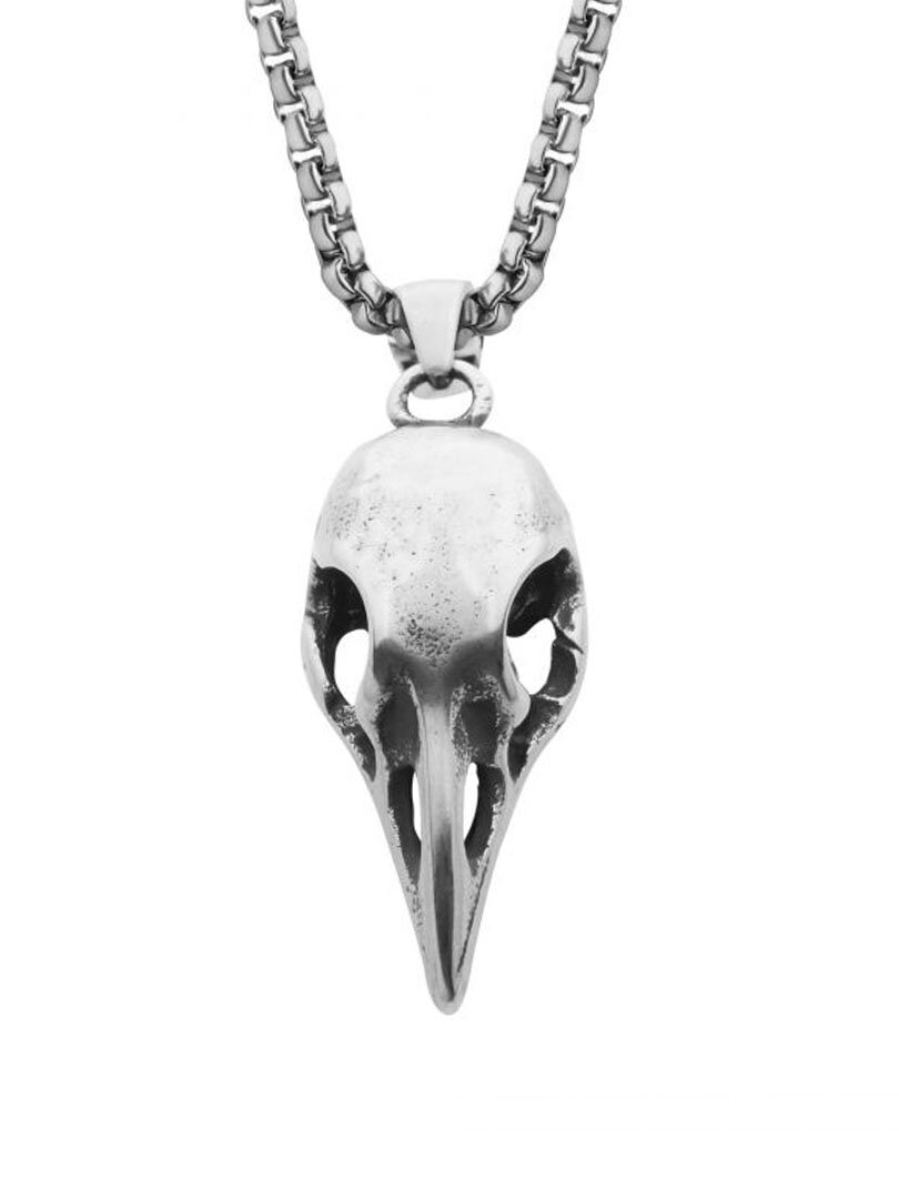 Crow Skull Inox Halskjede - Silver