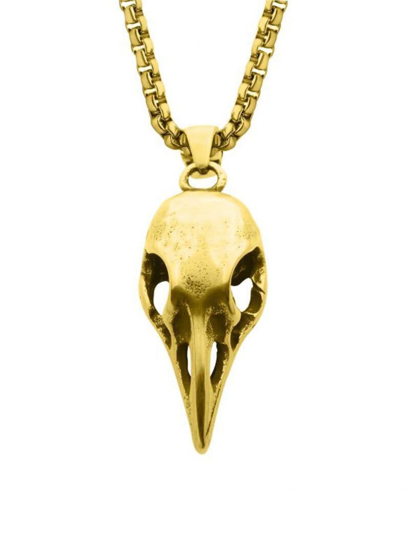Crow Skull Halskjede - Gull
