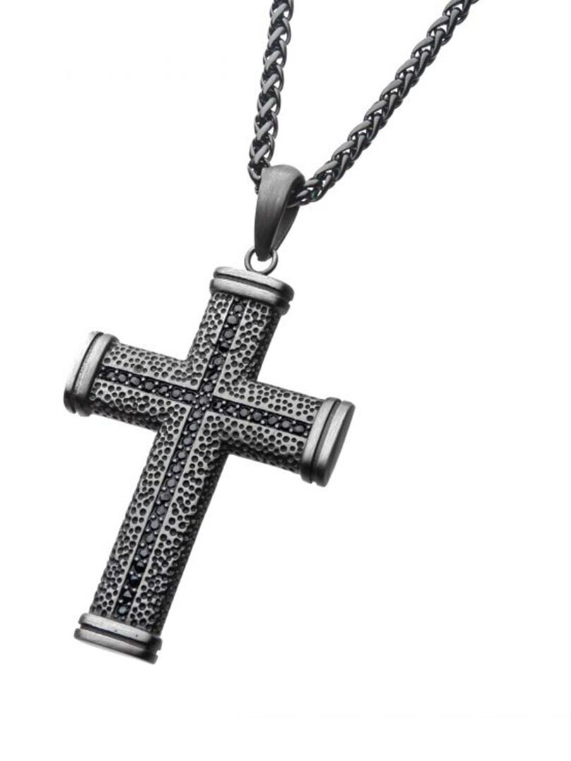Antique Cross Inox Halskjedet - Svart/Grå