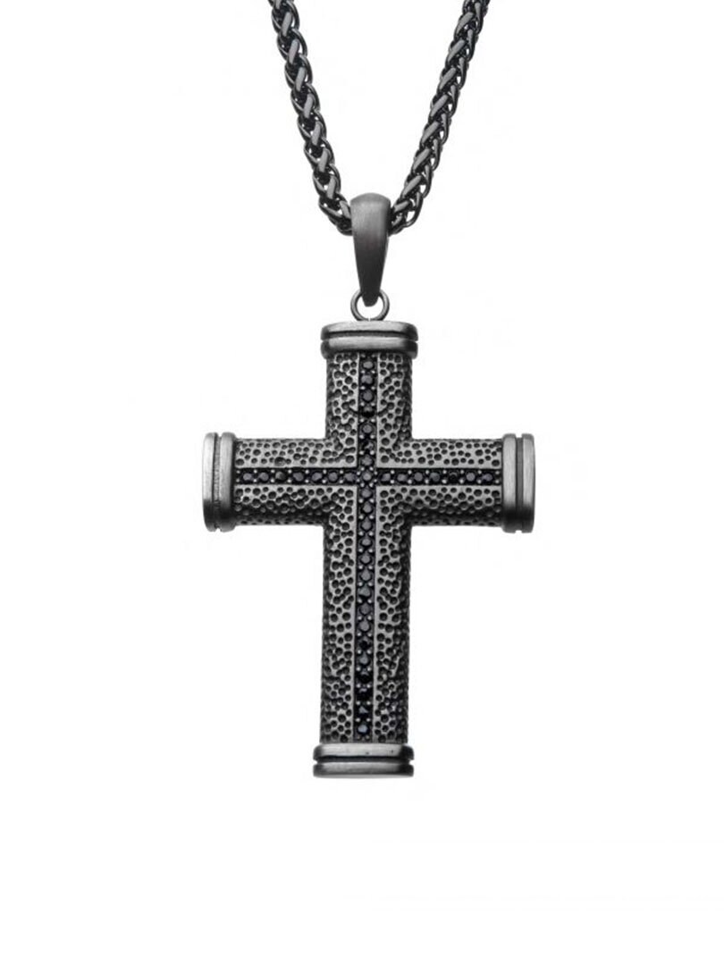 Antique Cross Inox Halskjedet - Svart/Grå