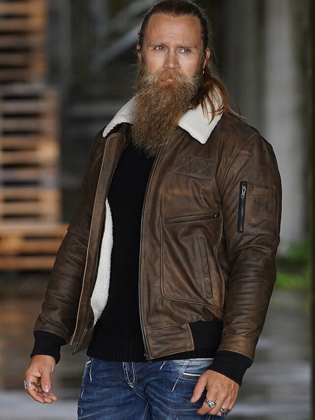 RD Raptor Aviator Fôret Skinnjakke - Mørkebrun