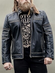 Power Rider Skinnjakke Svartbeige RockDenim Power Rider Skinnjakke Svartbeige RockDenim
