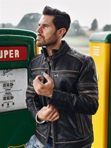 Power Rider Skinnjakke Svartbeige RockDenim Power Rider Skinnjakke Svartbeige RockDenim