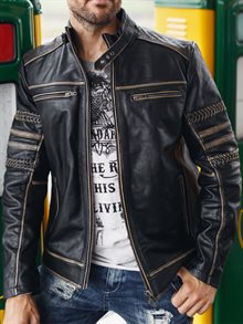 Power Rider Skinnjakke Svartbeige RockDenim Power Rider Skinnjakke Svartbeige RockDenim